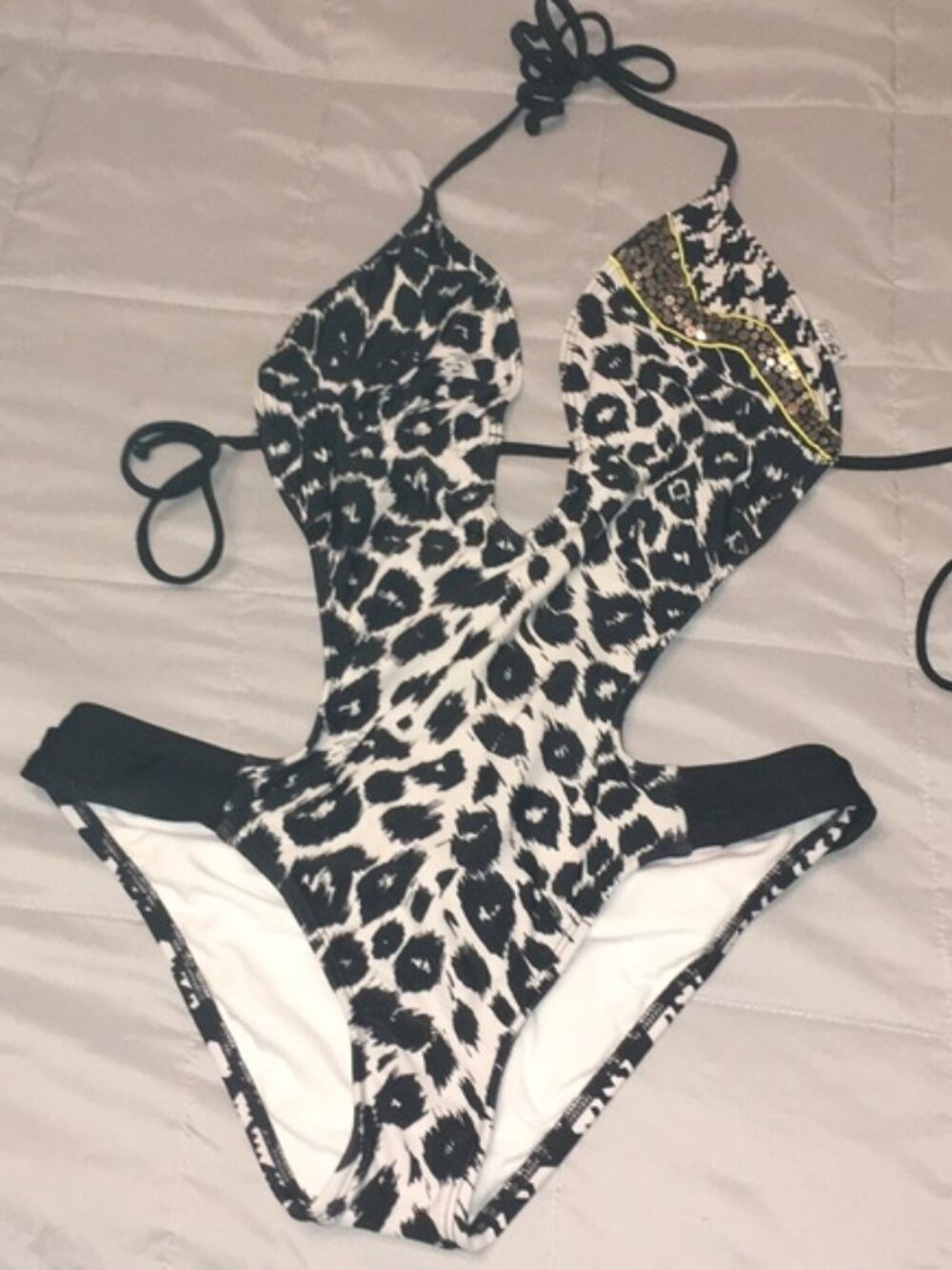 Split Sequined Monokini